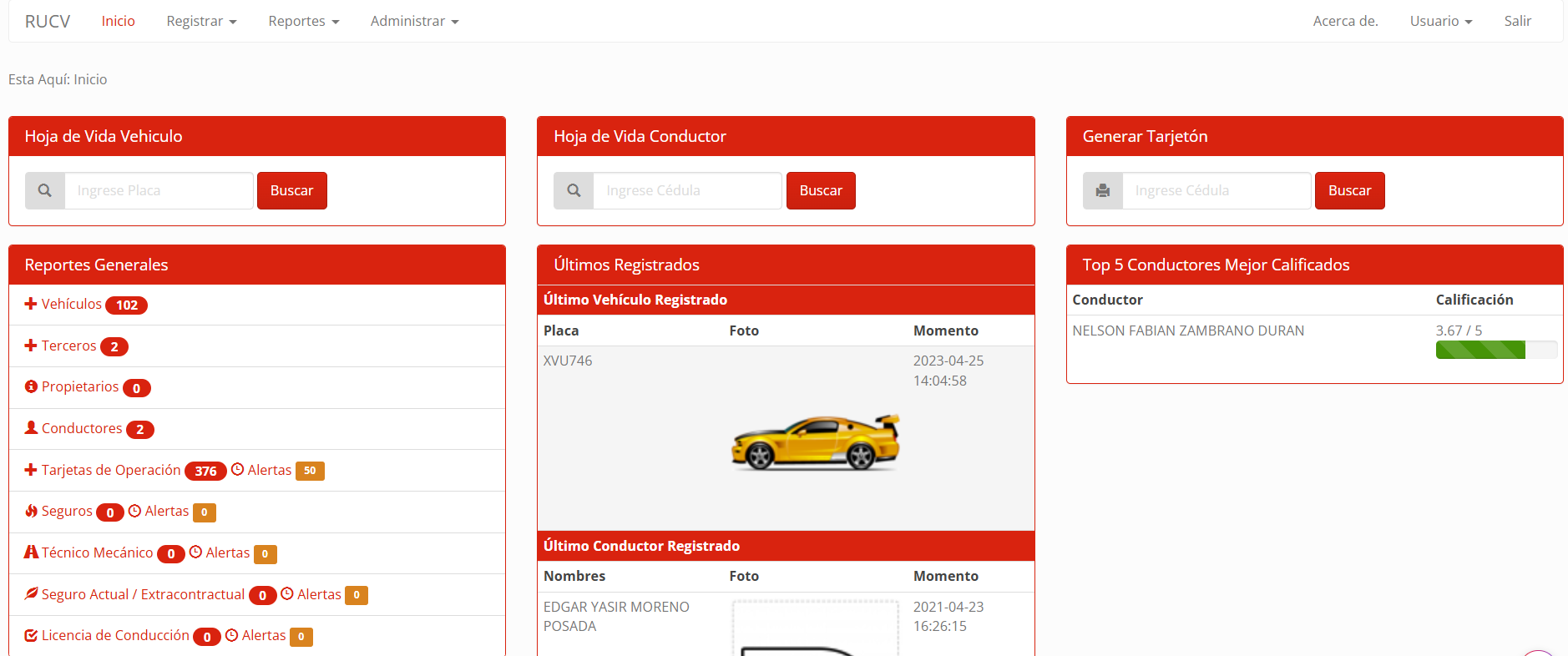 RUCV - Registro Único de Conductores y Vehículos 